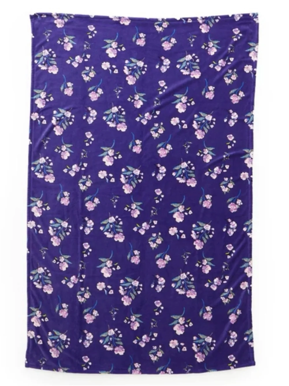 Vera Bradley Wild Roses Purple Plush Throw Blanket 50” x 80”